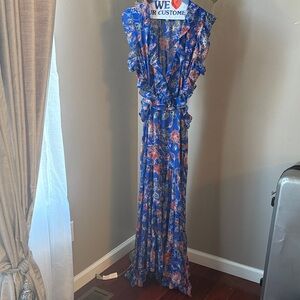 Misa Los Angeles Blue Floral Maxi Dress